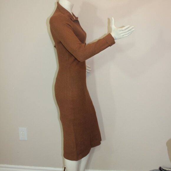 Aritzia Babaton Wolfgang midi brown long sleeve dress knit size Medium - Picture 4 of 8